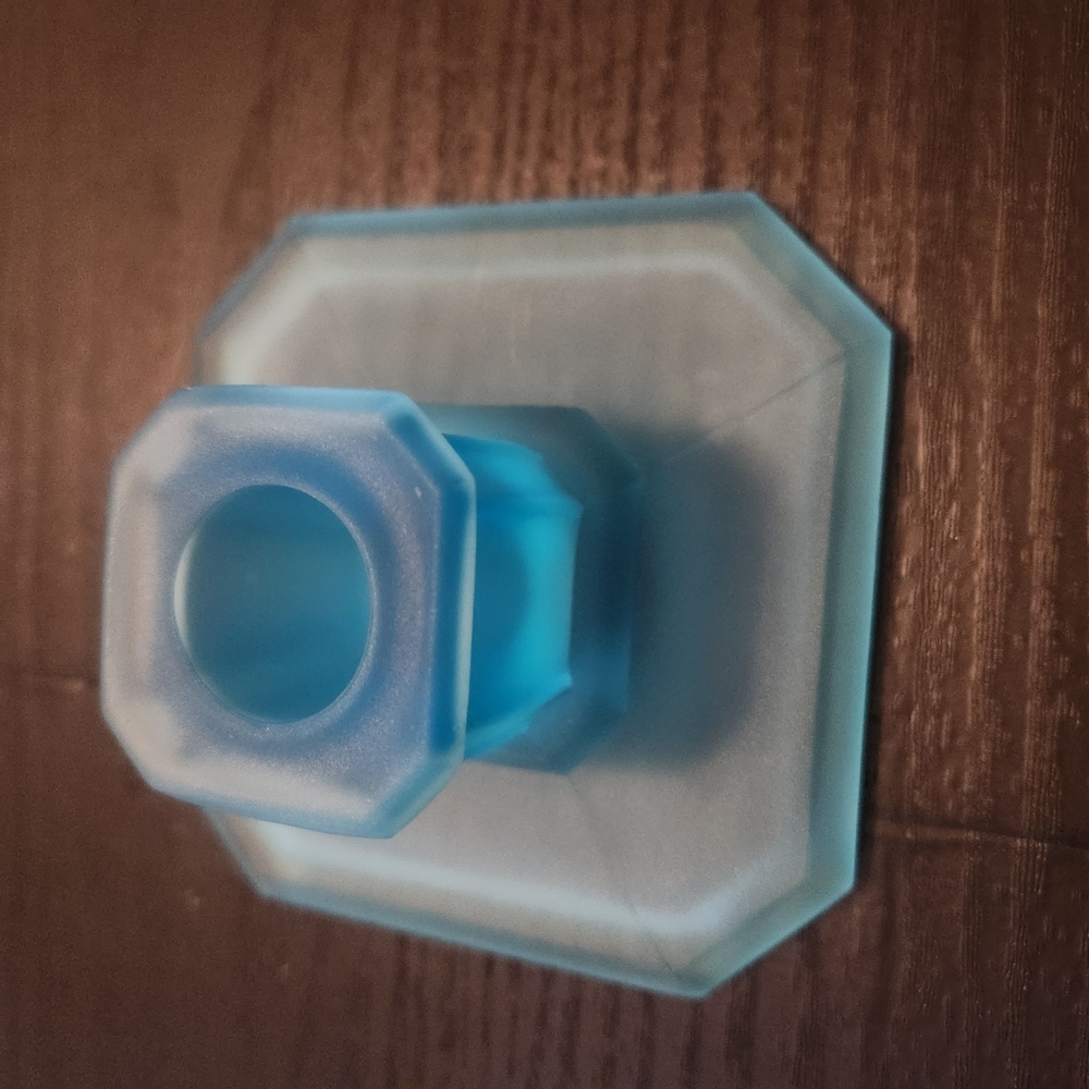 Tiffin Blue Satin Square Candlestick Holder